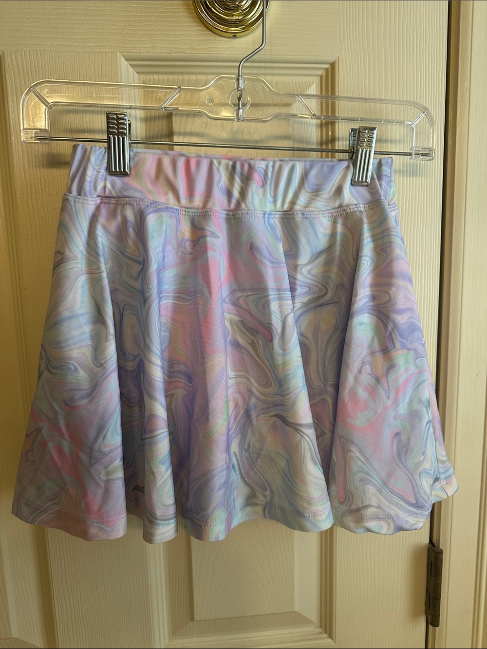 Girls' Pastel Marble Skort - Soft Lavender & Pink